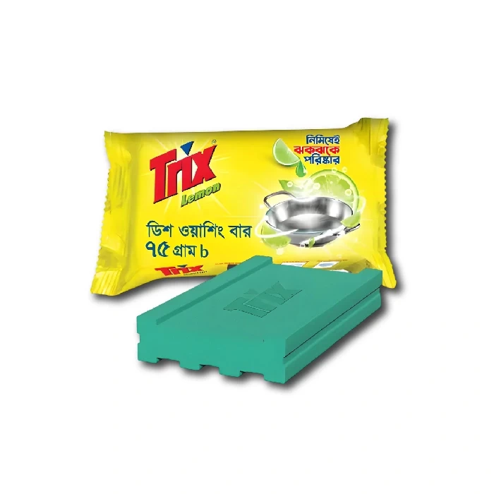 ট্রিক্স লেমন ডিসওয়াশিং বার - Trix Dish Washing Bar ( ৭৫ গ্রাম ) ৩ পিস